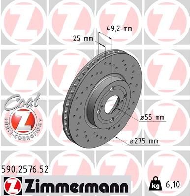 Bremseskive ZIMMERMANN 590.2576.52