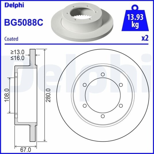 Bremseskive DELPHI BG5088C
