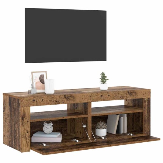 TV-benk med LED-lys gammelt tre 120x35x40 cm konstruert tre 8721158437709 TV-benk med LED-lys gammelt tre 120x35x40 cm konstruert tre 8721158437709