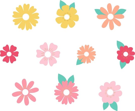 10 stk Glassmarkører i Blomstermotiv