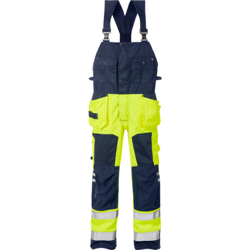 Fristads Hängslebyxa 1014 Plu, Klass 2 Varsel Gul/marinblå D96 Fristads Hängslebyxa 1014 Plu, Klass 2 Varsel Gul/marinblå D96