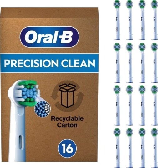 Oral B Precision Clean Brush Tips Hvid 16 Stk. Ekstra Tandbørstehoveder