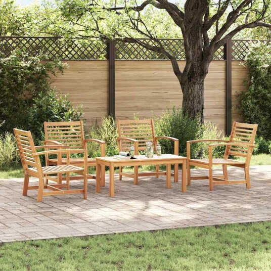 Hagesofa Set 5 pcs Naturlig Heltre teak