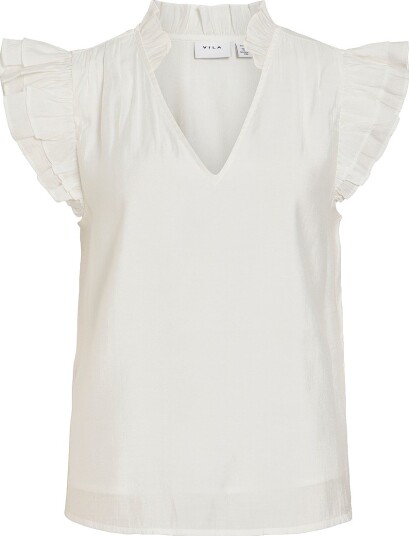 Vila Bluse viAnu S/L V neck Hvit