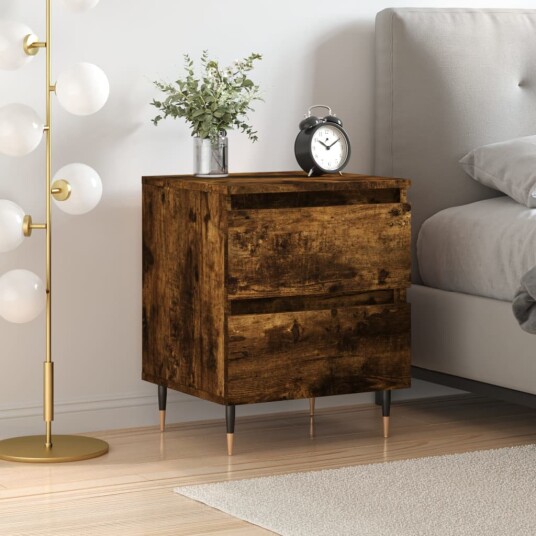 vidaXL Nattbord røkt eik 40x35x50 cm konstruert tre