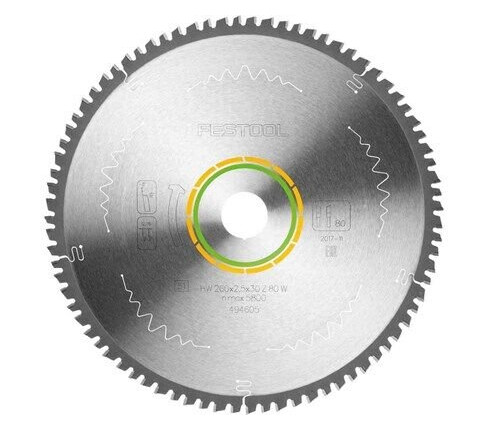 Festool Saw blade WOOD FINE CUT HW 260x2.5x30 W80