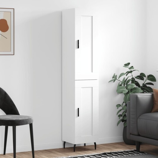 vidaXL Highboard hvit 34,5x34x180 cm konstruert tre 8720845498870