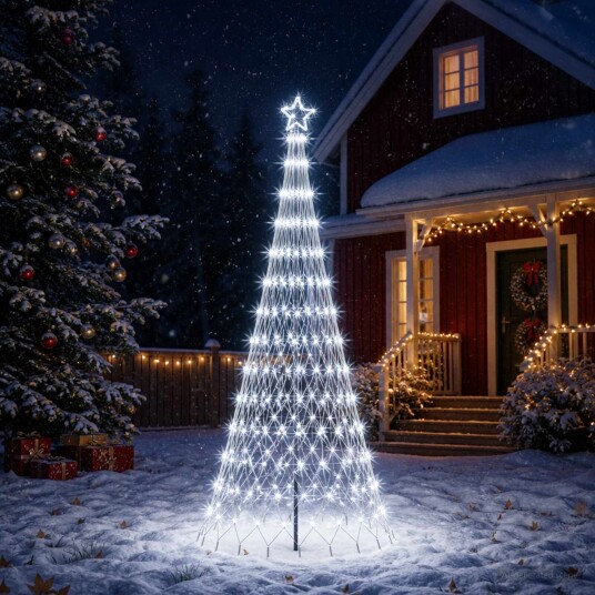 vidaXL LED juletre 250 cm 290 LED-lys Kaldhvit Jern Svart