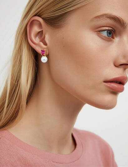Dyrberg/Kern Emo Sg Rose / White Pearl Gold ONE SIZE Dyrberg/Kern Emo Sg Rose / White Pearl Gold ONE SIZE
