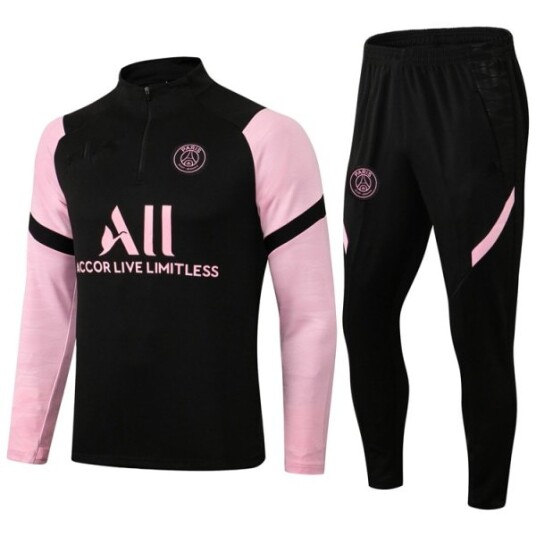 Paris Atlético Madrid Inter Milan Liverpool Marseille Brasil Langarmet trøye treningsdrakt for voksne og barn fotballdraktsett Black and pink XL