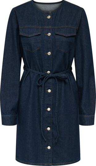 ONLY Onlminnie No Collar Belt Denm Dress - Navy - XS