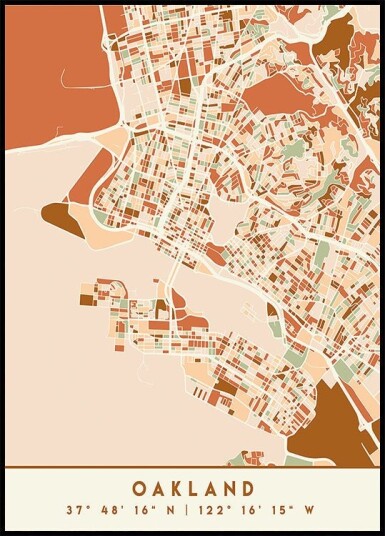 Black Maps Earth Tones 62 Plakat Plakat / 21x30cm