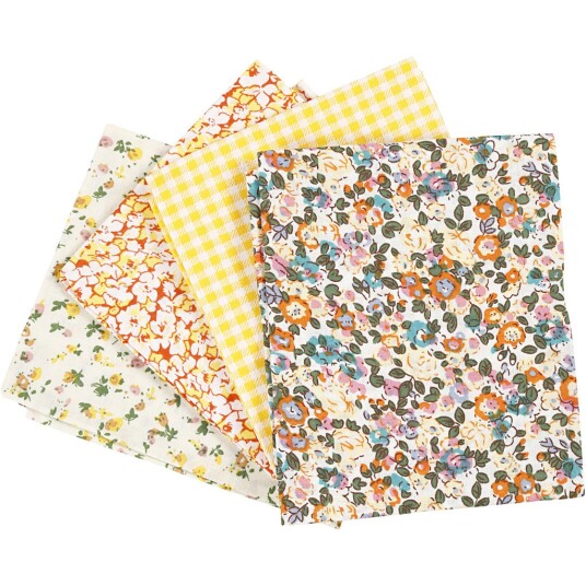 Creativ Company Patchworkstoff 45 x 55 cm Gul 4 stk