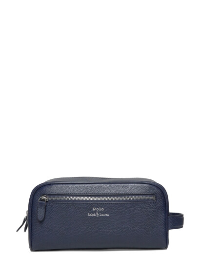 Polo Ralph Lauren Pebbled Leather Travel Case Navy ONE SIZE