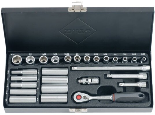 Bato Pipenøkkelsett 1/4" 6-Kant Tommer 27 Deler