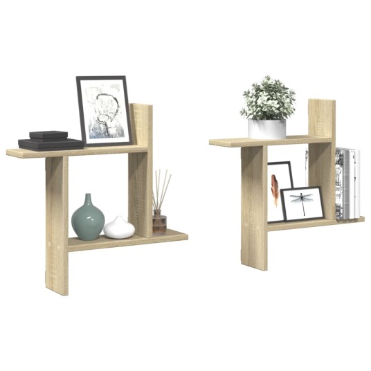 Vegghyller 2 stk sonoma eik 50x12x50 cm konstruert tre Vegghyller 2 stk sonoma eik 50x12x50 cm konstruert tre