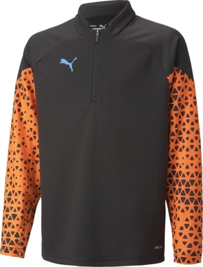 PUMA Treningsskjorte IndividualCUP 1/4 glidelås Svart/Oransje Barn størrelse 176 cm