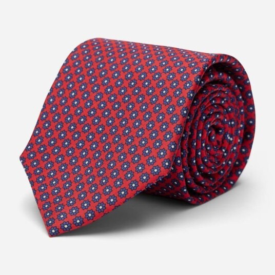Ferner Jacobsen Silk Tie - Red-Blue Flower Rød OS Ferner Jacobsen Silk Tie - Red-Blue Flower Rød OS