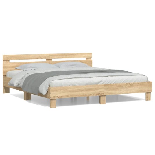 vidaXL Sengeramme med hodegavl sonoma eik 160x200 cm konstruert tre 8721012246256