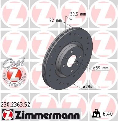 Bremseskive ZIMMERMANN 230.2363.52