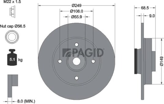 PAGID 54333NC Bremseskive PAGID 54333NC Bremseskive