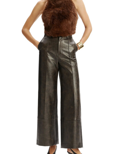 Bardot Marlowe Vegan Leather Pant - Brown - 34