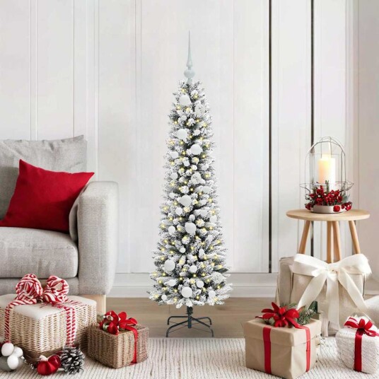  Kunstig juletre Grønn og hvit 120 cm PVC og Metall og Plast