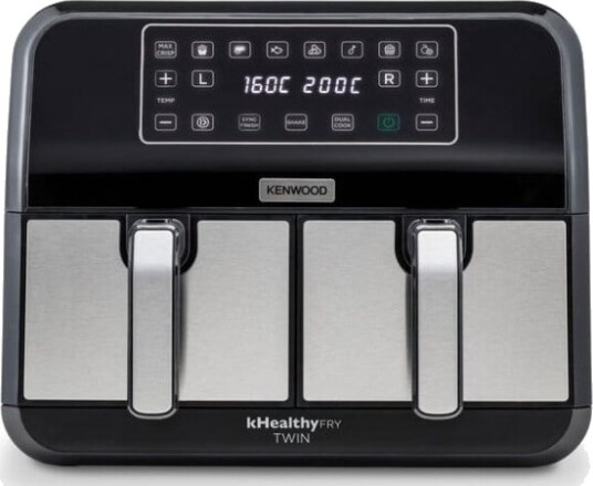 Kenwood Khealthy XXL Airfryer med 8L Kapasitet, Dobbel Kurv, Svart