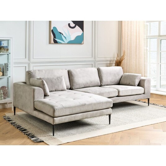 Hjørnesofa Flam Grå svart/ Høyrevendt/ Fløyel