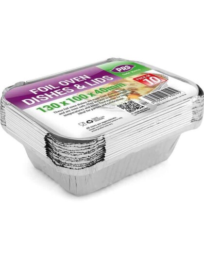 10 stk Små Rektangulær Aluminiumsbeholdere til Mat med Lokk 13x10x4 cm