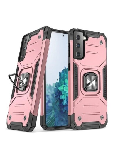 Wozinsky Ring Armor Armored Hybrid Case Cover + Magnetic Holder Samsung Galaxy S22+ S22 Plus pink