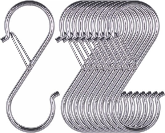 Robust S krok i metall 20 pakning – Sølv / S formede metallkroker