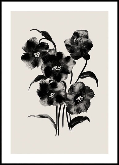Black Watercolor Floral Plakat Plakat / 70x100cm Black Watercolor Floral Plakat Plakat / 70x100cm