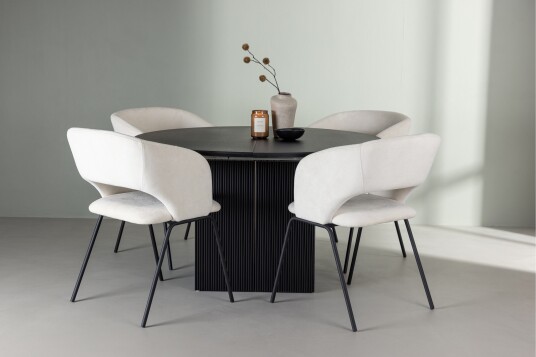 Venture Home Matilda Matgruppe 130 cm Rund med 4 Day Stoler Sort