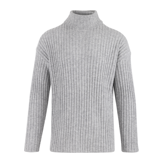 Franklin Turtle Grey Melange S Rib knit wool sweater