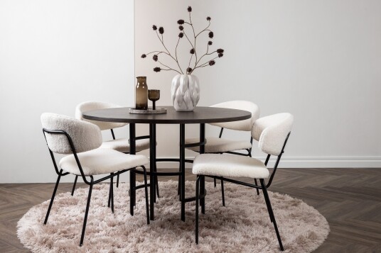 Venture Home Copenhagen Spisegruppe 115 cm Rund med 4 Chico Stoler Sort