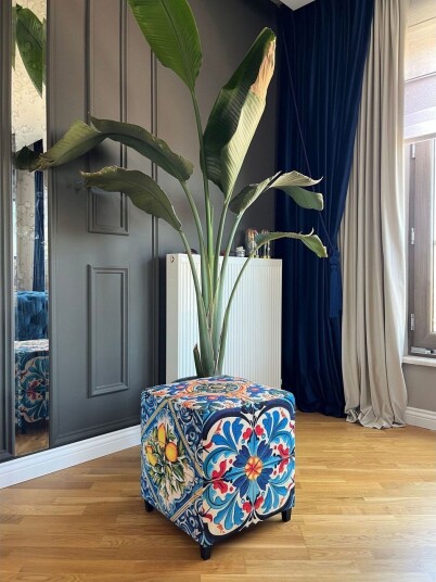 Multan Sittepuff 45 cm Blå