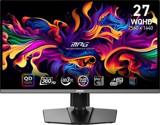 MSI MPG 271QRX QD-OLED Gaming Skjerm 26,5" 2560x1440 360Hz Svart