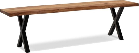 Spisestuebenk Wohnling Massivt tre med metallben trekant landlig stil Svart, krysset, 140 cm - Svart, krysset, 140 cm
