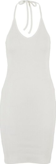 Urban Classics Middellang kjole Ribbed Jersey Halter Kjole XS til XL Damer antikk hvit