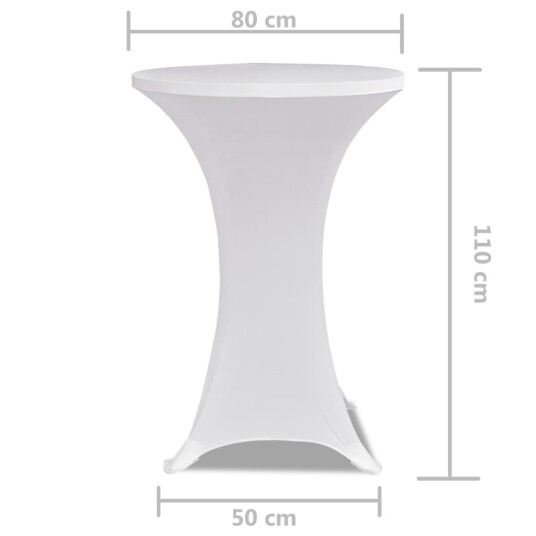vidaXL Bordduk for høyt bord 2 stk hvit stretch Ø 80