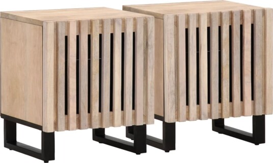  Nattbord 2 stk 40x34x46 cm heltre bleket mango 377423