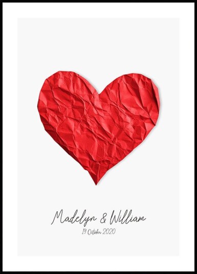 Paper Heart Personalized Plakat Plakat / 30x40cm