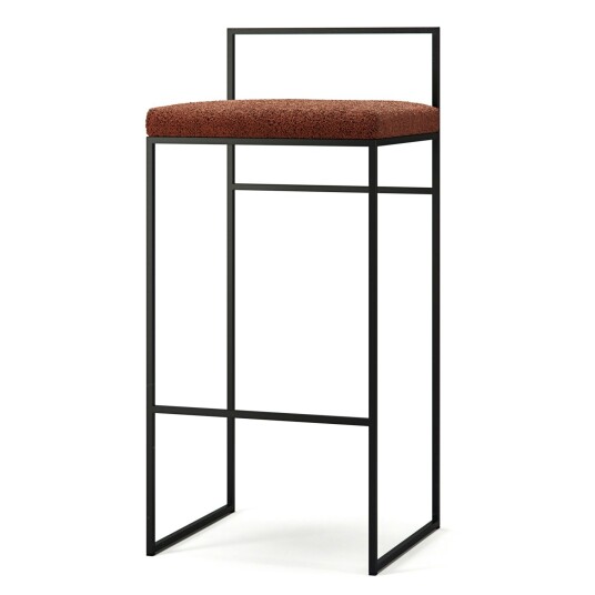 Department Barstol med Ryggstøtte 90 cm Sort / Rust Bouclé