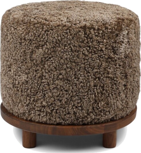 Simon pouf | Korthåret | D46xH42 cm Lysebrun Valnøtt Simon pouf | Korthåret | D46xH42 cm Lysebrun Valnøtt