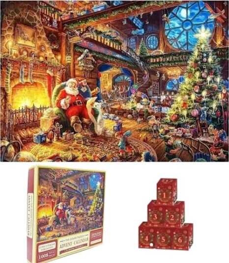 Puslespill Adventskalender 2024   Julepuslespill med 1008 brikker MultiColor