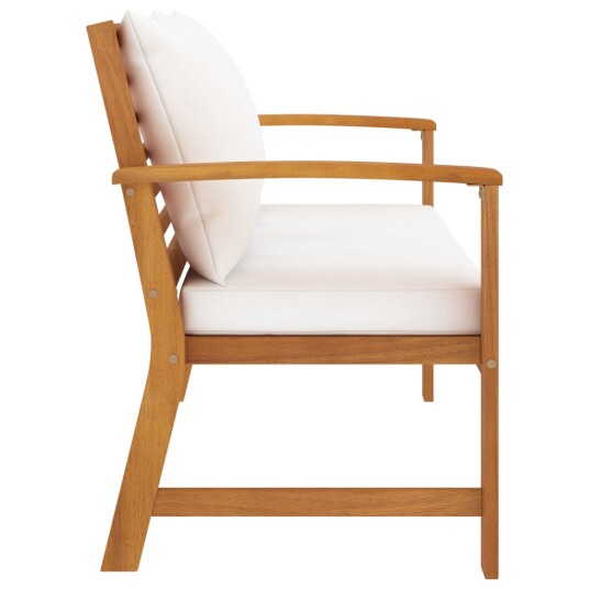 vidaXL Hagebenk 120 cm med kremhvit pute heltre akasie