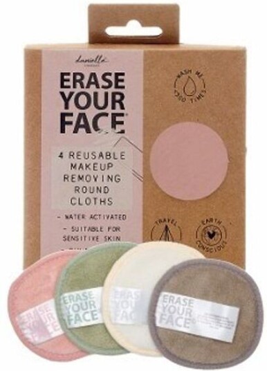 Danielle Creations Erase Your Face Sett Med 4 Gjenbrukbare Sminkefjerningspads