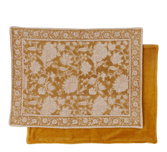Indian Rose spisebrikke oker 37x50cm 2 pk lin og bomull