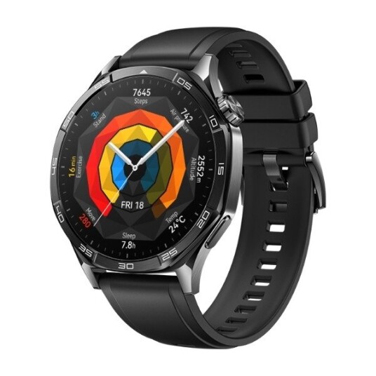 Huawei Watch Gt 5 - 46 Mm - Rustfritt Stål - Smartklokke Med Stropp - Fluorelastomer - Svart - Håndleddstørrelse: 140-210 Mm - Display 1.43" - Nfc, Bluetooth - 77 G
